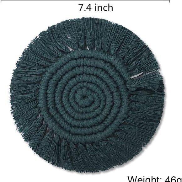 2 Pack Boho Macrame Coasters with Tassels - Table Decor, Bohemian Braided Coaste - Picture 3 of 5